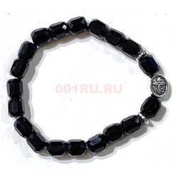 Браслет 10 мм черный с крестиком - фото 224316