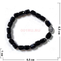 Браслет 10 мм черный с крестиком - фото 224317