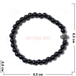 Браслет из гематита 6 мм с крестиком цвет черный - фото 224321