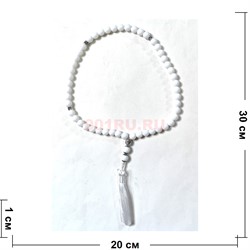 Четки 50 бусин 10 мм из белого агата - фото 224327