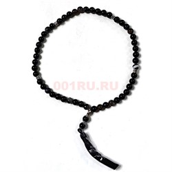 Четки 50 бусин 10 мм из черного полосатого агата - фото 224354