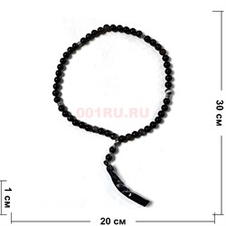 Четки 50 бусин 10 мм из черного полосатого агата - фото 224355