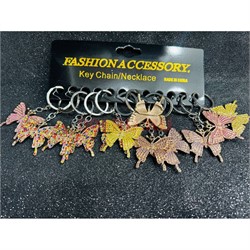 Брелок металлический (KY-B103) бабочка со стразами 12 штук/упаковка - фото 224432