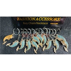 Брелок металлический (KY-B106) дельфин со стразами 12 штук/упаковка - фото 224438