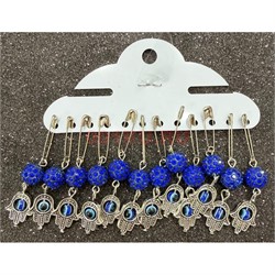 Булавка амулет «ладошка сглаз с бусиной шамбала цвет металл» 12 шт/упаковка - фото 224448