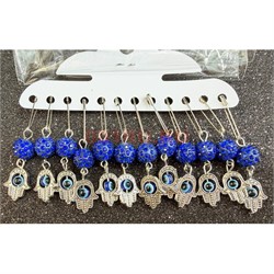 Булавка амулет «ладошка сглаз с бусиной шамбала цвет металл» 12 шт/упаковка - фото 224449