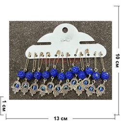 Булавка амулет «ладошка сглаз с бусиной шамбала цвет металл» 12 шт/упаковка - фото 224450