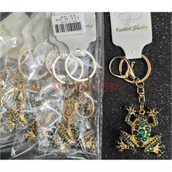 Брелок со стразами (B-111) Лягушка металлическая 12 шт/упаковка - фото 224461