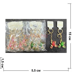 Брелок со стразами (KY-699) Лягушка металлическая 12 шт/упаковка - фото 224464