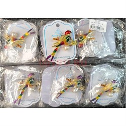 Брошь (B-7) металлическая Птичка со стразами 12 шт/упаковка - фото 224476