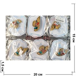 Брошь (B-5) металлическая Шляпка со стразами 12 шт/упаковка - фото 224481