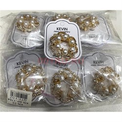 Брошь (BP-1764) Диадема с жемчугом металлическая со стразами 12 шт/упаковка - фото 224490