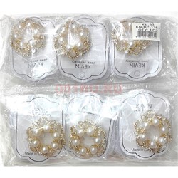 Брошь (BP-1764) Диадема с жемчугом металлическая со стразами 12 шт/упаковка - фото 224491