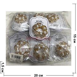 Брошь (BP-1764) Диадема с жемчугом металлическая со стразами 12 шт/упаковка - фото 224492