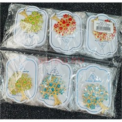 Брошь (BP-1990) Дерево металлическая со стразами 12 шт/упаковка - фото 224497