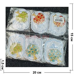 Брошь (BP-1990) Дерево металлическая со стразами 12 шт/упаковка - фото 224498