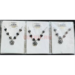 Подвеска колье (BS-B559) сердца и цветок (вариант 2) 12 шт/упаковка - фото 224511