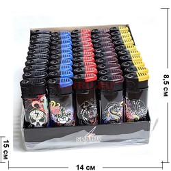 Зажигалка газовая с фонариком «узоры и картинки» 50 шт/упаковка - фото 224578