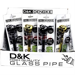 Трубка курительная D&K стеклянная «череп золотой и черный» 8441C - фото 224590