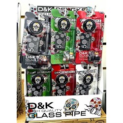 Трубка курительная D&K металл стекло «цветная с черепами» - фото 224606
