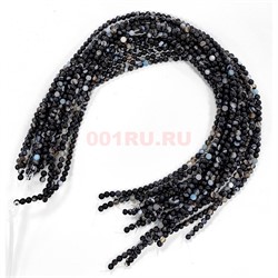 Нитка бусин 4 мм из черного агата полосчатый 76 бусин - фото 224679