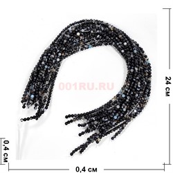 Нитка бусин 4 мм из черного агата полосчатый 76 бусин - фото 224680