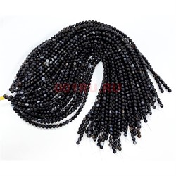 Нитка бусин 6 мм из черного агата полосчатый 69 бусин - фото 224681