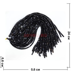 Нитка бусин 6 мм из черного агата полосчатый 69 бусин - фото 224682