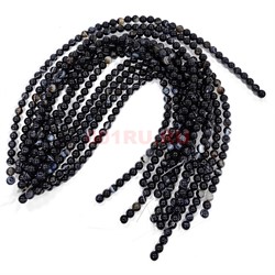 Нитка бусин 8 мм из черного агата полосчатый 48 бусин - фото 224683