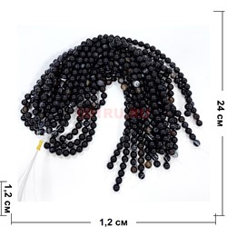 Нитка бусин 12 мм из черного агата полосчатый 32 бусины - фото 224688