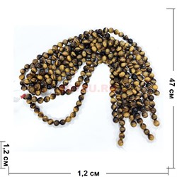 Тигровый глаз 12 мм натуральный минерал 30-32 бусин - фото 224711