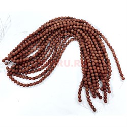 Нитка бусин 8 мм из коричневого авантюрина круглые 48 шт - фото 224728