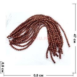 Нитка бусин 8 мм из коричневого авантюрина круглые 48 шт - фото 224729