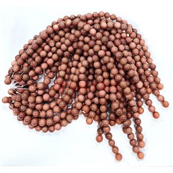 Нитка бусин 12 мм из коричневого авантюрина круглые 32 шт - фото 224732