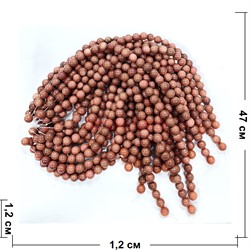 Нитка бусин 12 мм из коричневого авантюрина круглые 32 шт - фото 224733