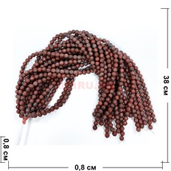 Нитка бусин 8 мм из коричневой яшмы 38 см - фото 224745