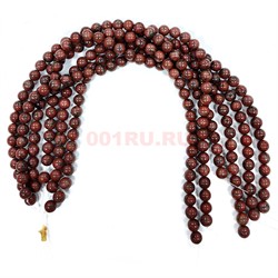 Нитка бусин 10 мм из черно-коричневой яшмы 38 см - фото 224746