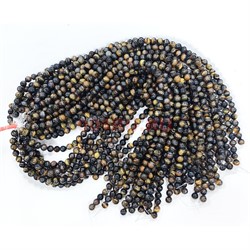 Соколиный глаз 8 мм натуральный минерал 46-48 бусин - фото 224756