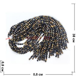 Соколиный глаз 8 мм натуральный минерал 46-48 бусин - фото 224757