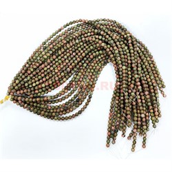 Нитка бусин 6 мм из зеленой яшмы (яшма унакит) 38 см - фото 224762