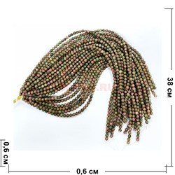 Нитка бусин 6 мм из зеленой яшмы (яшма унакит) 38 см - фото 224763