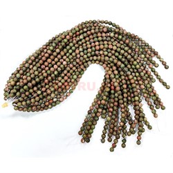 Нитка бусин 8 мм из зеленой яшмы (яшма унакит) 38 см - фото 224764