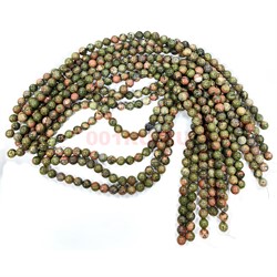 Нитка бусин 10 мм из зеленой яшмы (яшма унакит) 38 см - фото 224766