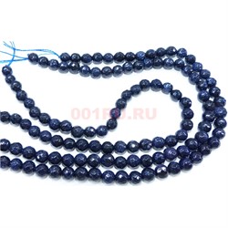 Нитка бусин 8 мм из синего граненого авантюрина 40 см - фото 224770