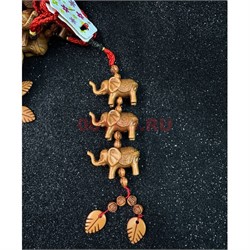 Подвеска (KY-562) три слоника коричневые 12 шт/упаковка - фото 224787