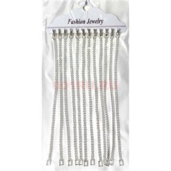 Браслет металлический (BR-2269) тонкий со стразами цвет металл 12 шт/упаковка - фото 224801