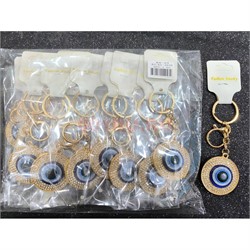 Брелок со стразами «круглый сглаз» с карабином 12 шт/упаковка (KY-4948) - фото 224814