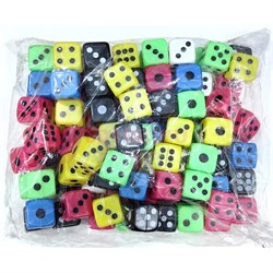 Кубик игральный цветной 25 мм 100 шт/упаковка - фото 224850