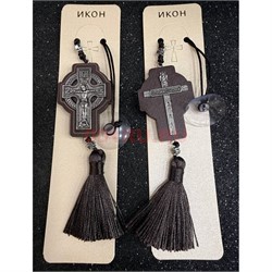 Подвеска православная (B-84) деревянная коричневая с присоской 12 шт/упаковка - фото 224868