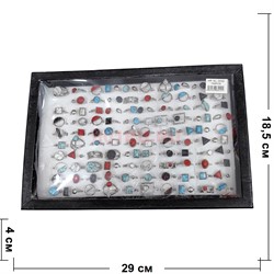 Кольца разной формы (KL-2032) с камнями 100 шт/упаковка - фото 224902